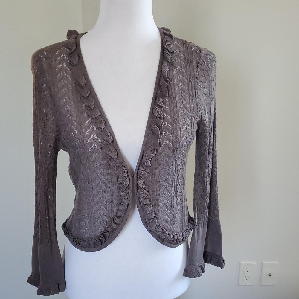 Elegant Brown Knit Cardigan